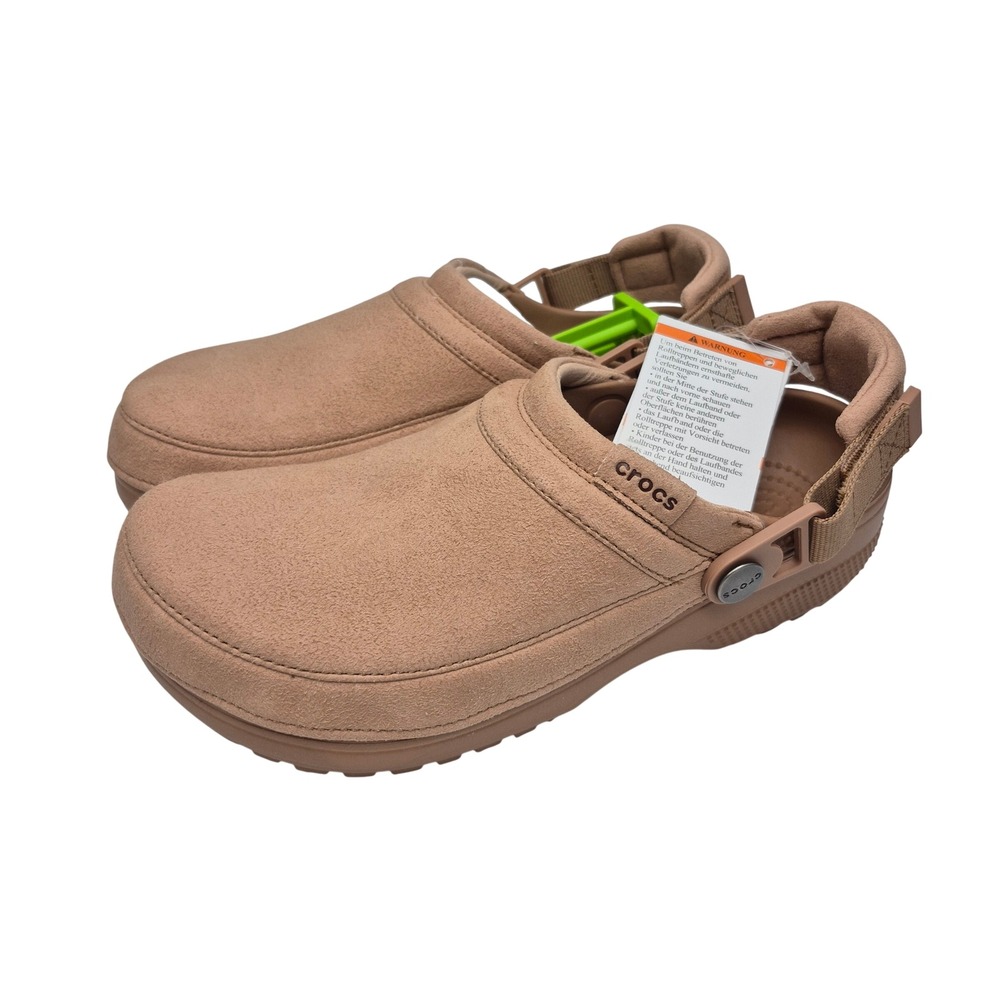 Crocs Crafted Vegan Suede Clogs w/ Adjustable strap Women's Size 7 Shoes Tan
